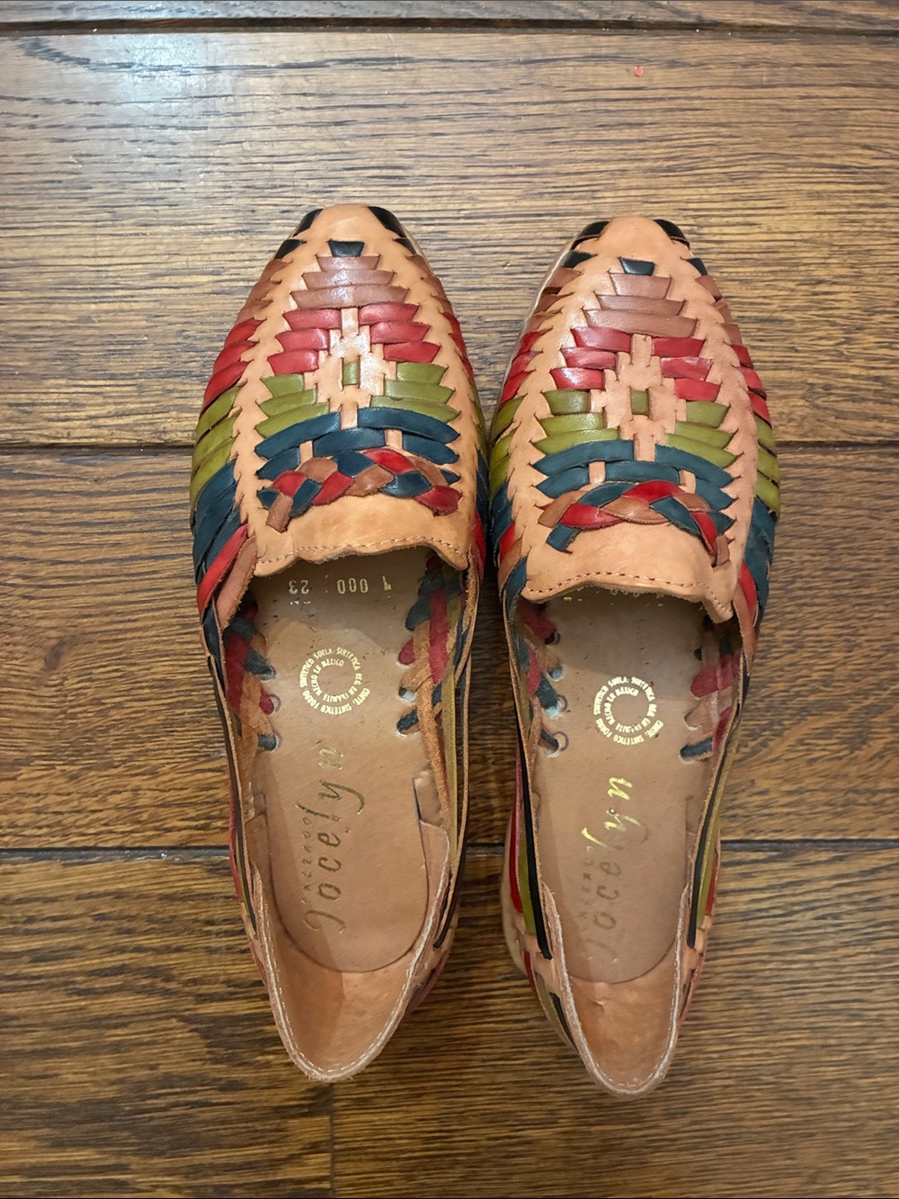 Huarache Tan Multicolor Woven Leather  Flats